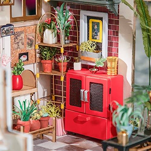 Rolife Casa de muñecas en miniatura con juego de muebles con LED, kit de casa de construcción pequeña, kits de invernadero de madera, el mejor regalo para niños (tienda de flores de Emily)