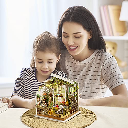 Rolife Miniature Dollhouse con Light Open Garden Model Set Mini casa de Madera para Adultos-Mejores Regalos para niñas(Mlller's Garden)