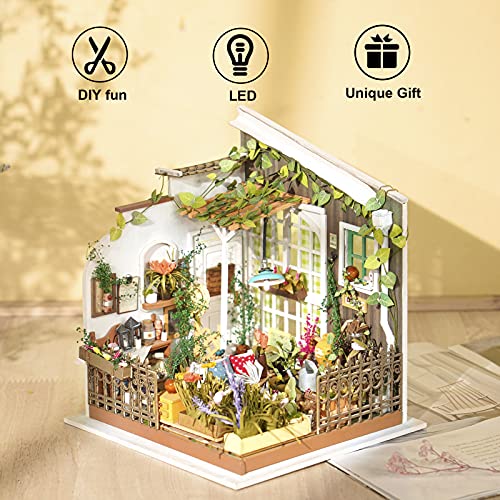 Rolife Miniature Dollhouse con Light Open Garden Model Set Mini casa de Madera para Adultos-Mejores Regalos para niñas(Mlller's Garden)