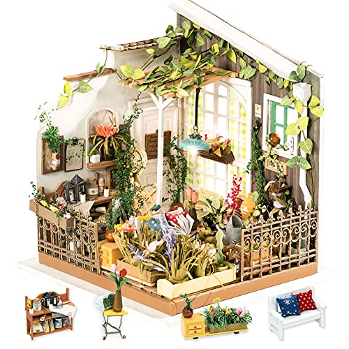 Rolife Miniature Dollhouse con Light Open Garden Model Set Mini casa de Madera para Adultos-Mejores Regalos para niñas(Mlller's Garden)