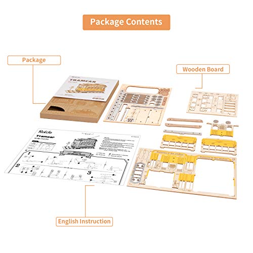 Rolife Puzzle 3D Madera Tranvía Maquetas para Montar para Construir Adultos Niñas, Tramcar