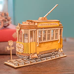 Rolife Puzzle 3D Madera Tranvía Maquetas para Montar para Construir Adultos Niñas, Tramcar