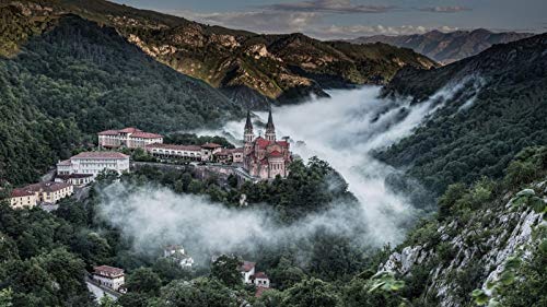 Rompecabezas De 1000 Piezas,Rompecabezas De Madera Juego Educativo Para Aliviar El Estrés Para Niños Adultos - Asturias,Castillo,Montaña,