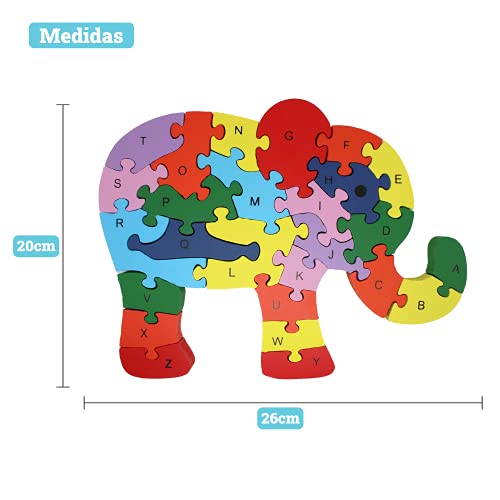 Rompecabezas De Madera Educativo para Niños | Puzzle De Bloques De Construcción | Juguetes Infantiles para Regalo De Cumpleaños Y Navidades | Elefante