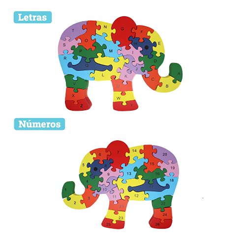 Rompecabezas De Madera Educativo para Niños | Puzzle De Bloques De Construcción | Juguetes Infantiles para Regalo De Cumpleaños Y Navidades | Elefante