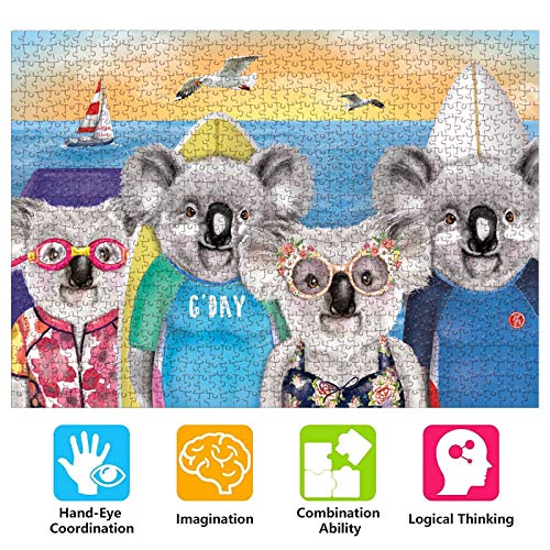 Rompecabezas Puzzles de 1000 Piezas Fiesta del Perro, Puzzle para Niños Adultos, Rompecabezas Desafiantes para, Juego de Rompecabezas y Juego Familiar, trozos de Papel, 70 * 50 cm (Coala)