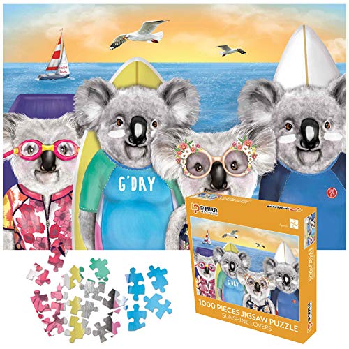 Rompecabezas Puzzles de 1000 Piezas Fiesta del Perro, Puzzle para Niños Adultos, Rompecabezas Desafiantes para, Juego de Rompecabezas y Juego Familiar, trozos de Papel, 70 * 50 cm (Coala)