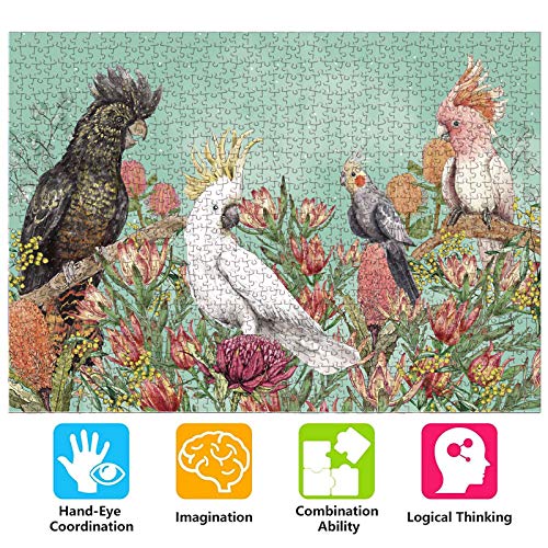 Rompecabezas Puzzles de 1000 Piezas Fiesta del Perro, Puzzle para Niños Adultos, Rompecabezas Desafiantes para, Juego de Rompecabezas y Juego Familiar, trozos de Papel, 70 * 50 cm (Loro)