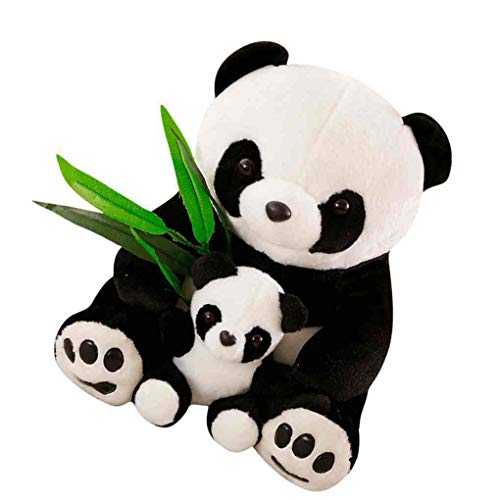 rongweiwang Sentado Felpa de la Madre y del bebé Animales Panda de la muñeca Hoja de bambú Juguetes Amante Regalo de los niños del Regalo de la muñeca de los Animales Rellenos