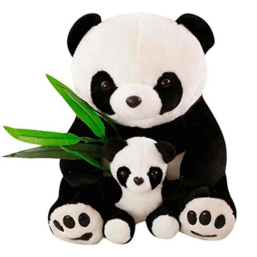 rongweiwang Sentado Felpa de la Madre y del bebé Animales Panda de la muñeca Hoja de bambú Juguetes Amante Regalo de los niños del Regalo de la muñeca de los Animales Rellenos