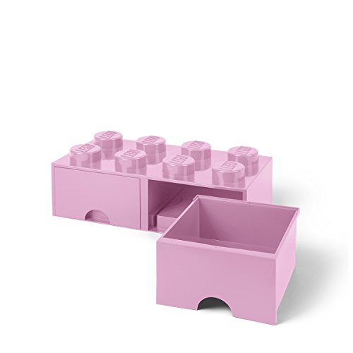 Room Copenhagen 40061738 Caja de Almacenaje Apilable, Ladrillo 8 pomos, 2 Cajones, 9.4 l, Rosa (Light Purple), 50 x 25 x 18 cm