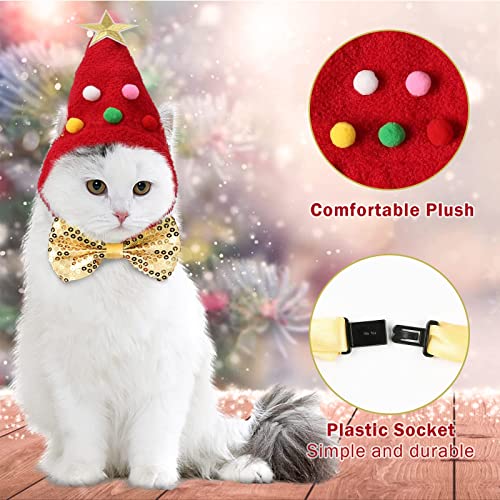 Ropa para Mascotas Navidad, Taumie 5 Piezas Disfraz Perro Gato de Navidad, Traje de Navidad para Perro Gatos, Pet Santa Suit con Ajustable Sombrero y Bufanda, Capa de Navidad, Pajarita