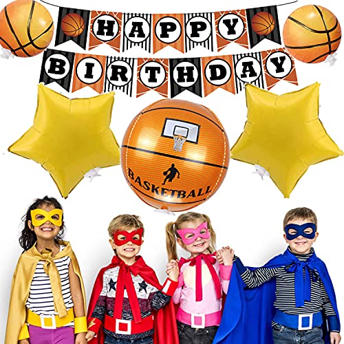 rosepartyh Decoraciones de Fiestas Cumpleaños Baloncesto Globos Feliz Cumpleaños del Pancarta Adornos para Tartas Globos de Aluminio para Niños Fanáticos de Baloncesto Temático Fiesta de Cumpleaños