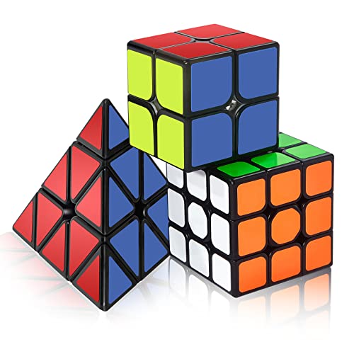 ROXENDA Cubos de Velocidad, Original Magic Cube Set de 2x2 3x3 Pyramid Speed ​​Cube, Fácil Rotación & Juego Suave - Qiyi Cube Set para Principiantes y Profesionales