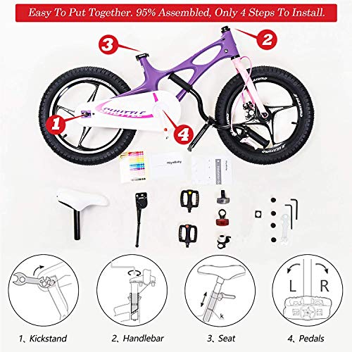 RoyalBaby Bicicleta Infantil para niños y niñas Bicicletas Infantiles Space Shuttle Ruedas auxiliares Bicicleta para niños Magnesio Bicicleta de Niño 16 Pulgadas Purple