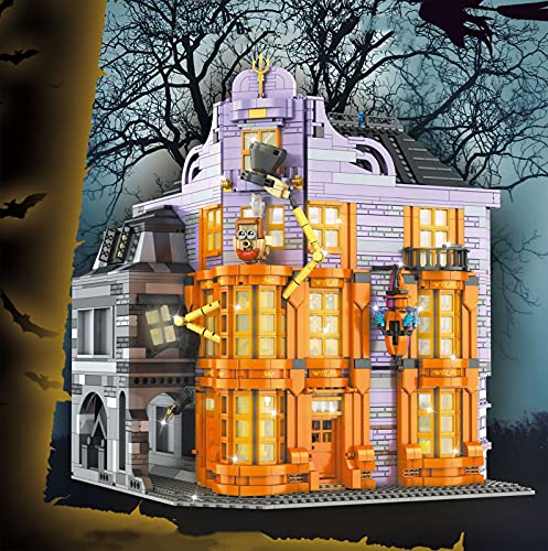 RRNAR 16041 Tienda de bromas mágicas, 3363 Piezas Mundo Mágico Serie de Bloques Modelo de construcción de viviendas, Módulo de iluminación de Lujo Gratuito, Compatible con Casas Lego