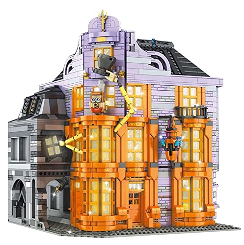 RRNAR 16041 Tienda de bromas mágicas, 3363 Piezas Mundo Mágico Serie de Bloques Modelo de construcción de viviendas, Módulo de iluminación de Lujo Gratuito, Compatible con Casas Lego