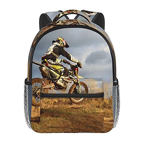 RTUBNSD Mochila Infantil para Niño Kindergarten Piloto de motocross en su bici de la suciedad Mochilas Kinder Preescolar Niñas Mochila Mochilas Lindo 2-5 Años