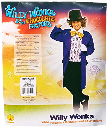 Rubie's - Disfraz oficial de Willy Wonka y The Chocolate Factory para niños