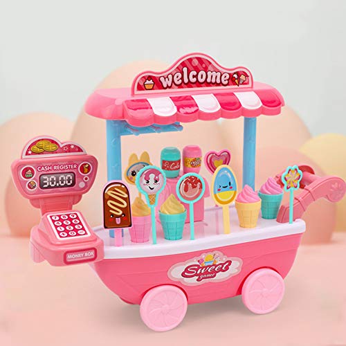 Ruby569y Juguetes de juego de simulación, carrito de Lollipop Diseño detallado Durable Plastic Kids Simulational Candy Shop para el hogar - rosa