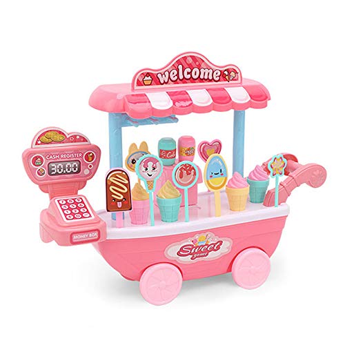 Ruby569y Juguetes de juego de simulación, carrito de Lollipop Diseño detallado Durable Plastic Kids Simulational Candy Shop para el hogar - rosa