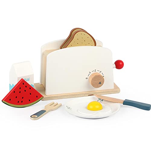 Rubyu-123 Juego de tostadora emergente - Juego de Comida de Madera para niños - Accesorios de Cocina de Juguete Educativo - Juego de simulación de rol para niños pequeños, niñas de 3 a 6 años