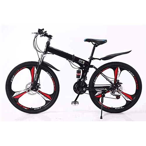 Rueda de corte de 26 pulgadas y 3, bicicleta de crucero rígida de acero con alto contenido de carbono, bicicleta de montaña deportiva plegable, para adolescentes de adultos, hombres y mujeres,Negro