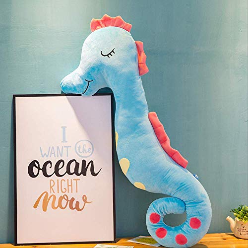 RUGUOAI Caballito De Mar Juguete De Peluche Caballito De Mar Almohada Suave Muñeca Niña Regalo Muñeca Infantil 50cm Azul (Medida Recta con bilis Interna)