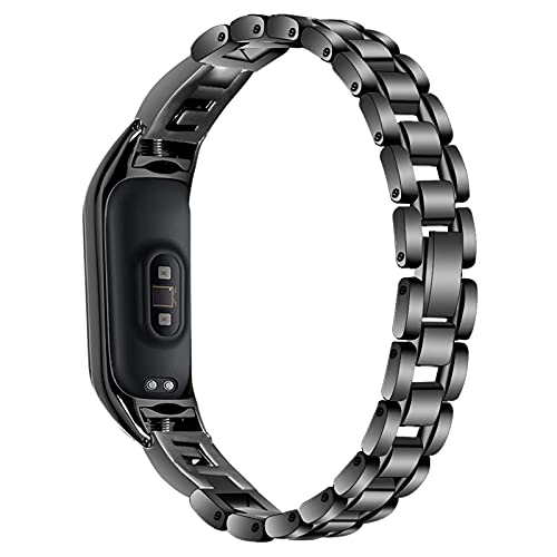 RuiRdot Bling Band para Xiaomi Mi Band 5, Bling Rhinestones Bandas de Reloj para Mujer Reemplazo de Pulsera de Acero Inoxidable para Xiaomi Mi Band 5 (Negro)