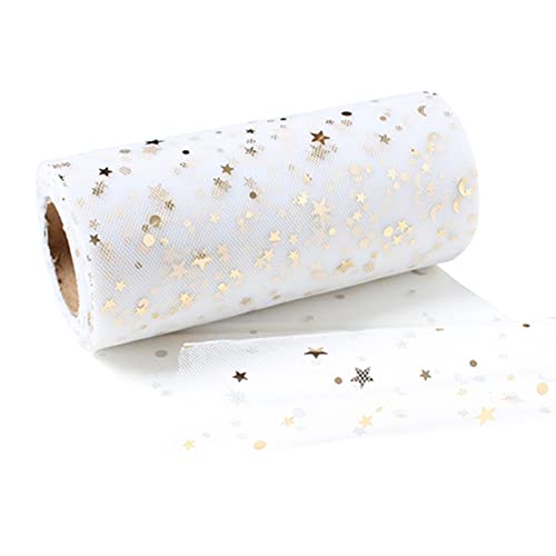 RUIXINLI Rollo de Tul de Lentejuelas Estrella Bricolaje Falda de Mesa Colorido Tul Roll Bricolaje Arcos de la decoración de la Boda Compromiso 25 Yardas 14cm (Color : R, Size : 1pc)