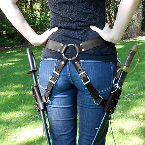 Runsmooth Accesorio de Disfraz Larp, Soporte para Machete Medieval, cinturón de Caballero, Rana de Cuero renacentista, Funda de estoque para Cosplay