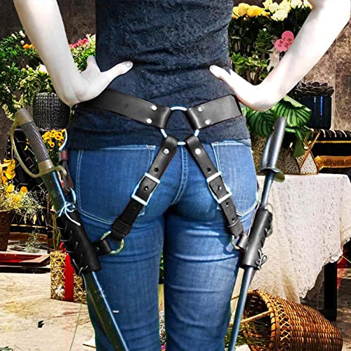 Runsmooth Accesorio de Disfraz Larp, Soporte para Machete Medieval, cinturón de Caballero, Rana de Cuero renacentista, Funda de estoque para Cosplay