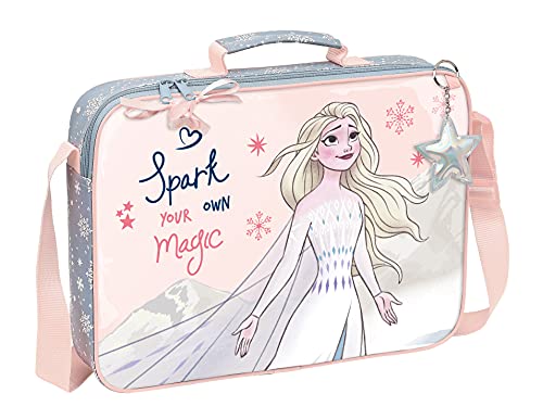 Safta Cartera Extraescolares de Frozen II Magical Seasons, 380x60x280 mm, Gris Azulado/Rosa Claro (M385)