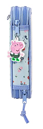 Safta Estuche Escolar con 28 Útiles Incluidos de Peppa Pig Urban Farmer, 125x40x195 mm, Azul Claro/Multicolor