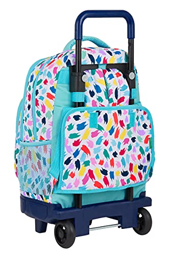 Safta Mochila Escolar con Carro Incluido y Espalda Acolchada de Benetton Brochitas, 330x220x450 mm, Multicolor