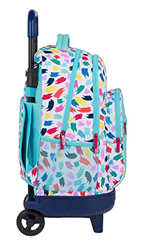 Safta Mochila Escolar con Carro Incluido y Espalda Acolchada de Benetton Brochitas, 330x220x450 mm, Multicolor