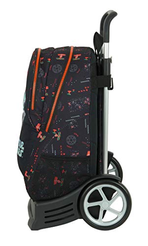 Safta Mochila Espalda Ergonómica con Carro Evolution de Star Wars The Dark Side, 320x160x440mm, negro/naranja, M (M860)