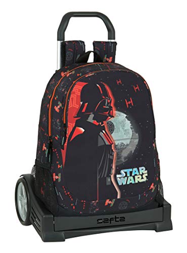 Safta Mochila Espalda Ergonómica con Carro Evolution de Star Wars The Dark Side, 320x160x440mm, negro/naranja, M (M860)