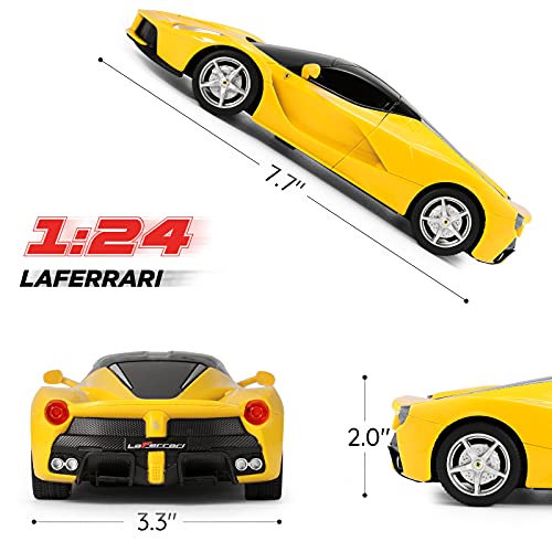 SainSmart Jr. x Rastar Ferrari Coche de juguete 1:24 Control remoto LaFerrari Race Car, con licencia RC Hobby Modelo Vehículo para niños y adultos, Amarillo