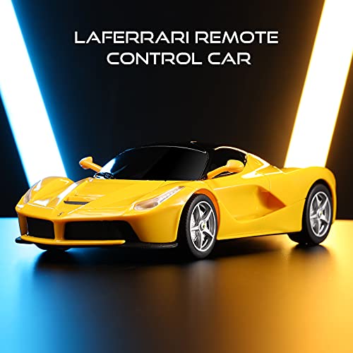 SainSmart Jr. x Rastar Ferrari Coche de juguete 1:24 Control remoto LaFerrari Race Car, con licencia RC Hobby Modelo Vehículo para niños y adultos, Amarillo