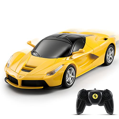 SainSmart Jr. x Rastar Ferrari Coche de juguete 1:24 Control remoto LaFerrari Race Car, con licencia RC Hobby Modelo Vehículo para niños y adultos, Amarillo