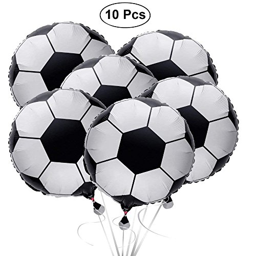 SAIYU Globos de fútbol Globos de fútbol Globo de Papel de Aluminio Mylar Globos para la Fiesta de cumpleaños de la Fiesta Mundial de 2018 o el Deporte Fiesta de cumpleaños (10 PCS, 18 Pulgadas)