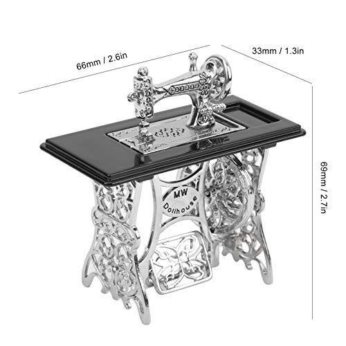 SALALIS Máquina de Coser en Miniatura, Muebles de Casa de Muñecas Estilo Vintage 1/12 Diseños Livianos de Casa de Muñecas para Decoración de Casa de Muñecas 1/12 para(Máquina de Coser de simulación)