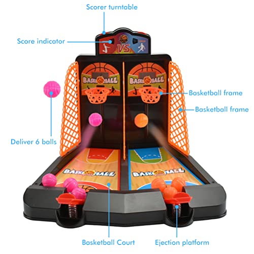 SanCiYu Máquina de Tiro de Baloncesto, Mini Juego de Tiro de Baloncesto de Mesa Doble para niños, aro de Baloncesto, Juego de Baloncesto Interior con Marcador electrónico