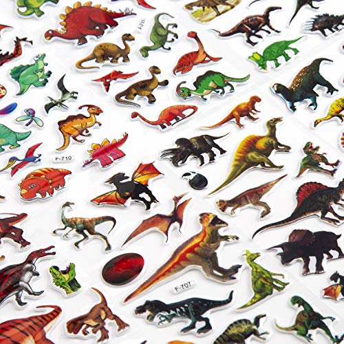 SAVITA Pegatinas de dinosaurio Pegatinas hinchadas en 3D para niños, Ickers Pequeñas Animales Infantiles, 300+ 24 hojas de adhesivos para el libro de recuerdos de recompensas Haciendo dinosaurios