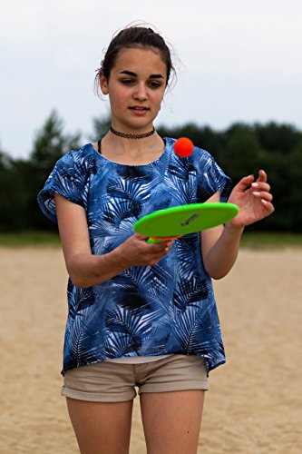 Schildkröt Funsports Juego de Tenis de Playa de Neopreno, 2 Raquetas, 2 Pelotas, en un Bolsillo de Malla, Verde, 970219