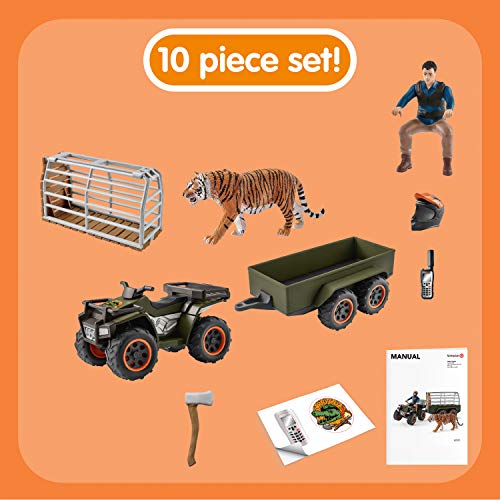 Schleich 42351 Wild Life play set - Quad con remolque y guardabosques, juguetes a partir de 3 años