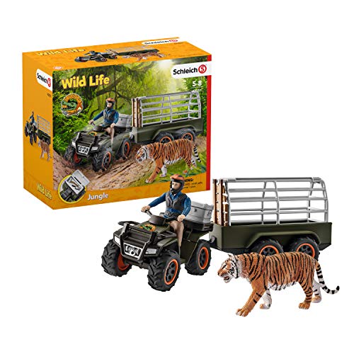 Schleich 42351 Wild Life play set - Quad con remolque y guardabosques, juguetes a partir de 3 años