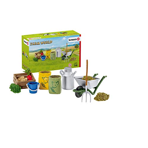 Schleich Colección Farm World - Set de Figuras de Alimentación de Animales de Granja