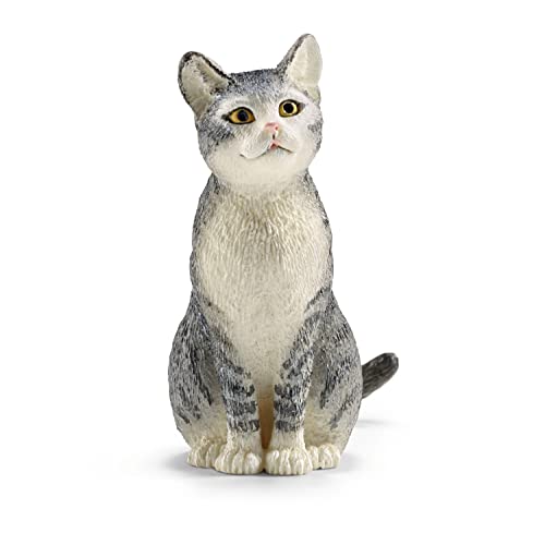 Schleich- Gato Sentado Figura, Multicolor (13771)